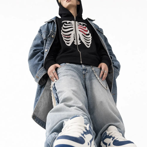 Skeleton Heart Zip Hoodie