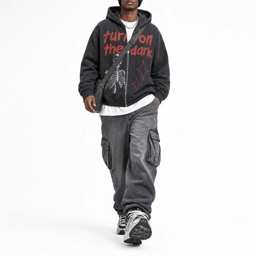 Skeleton Zip Hoodie Streetwear