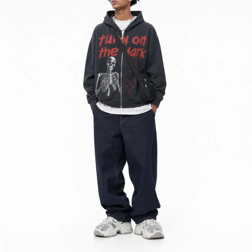 Skeleton Zip Hoodie Streetwear