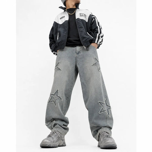 Star Pattern Embroidered Jeans