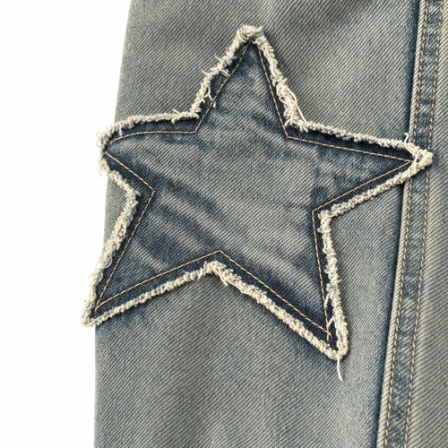 Star Pattern Embroidered Jeans
