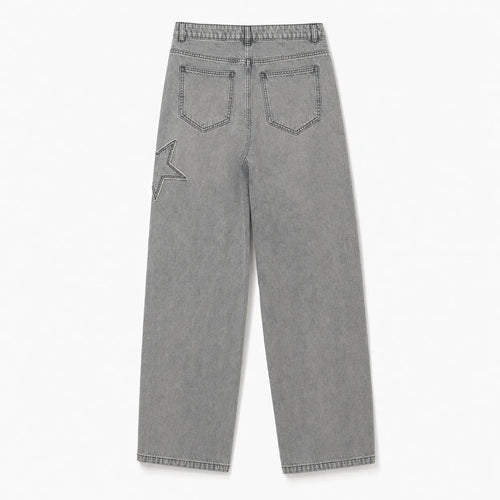 Star Pattern Embroidered Jeans