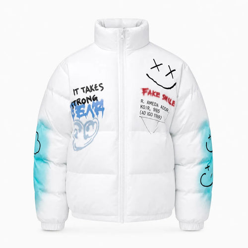 Graffiti Print Puffer Jacket
