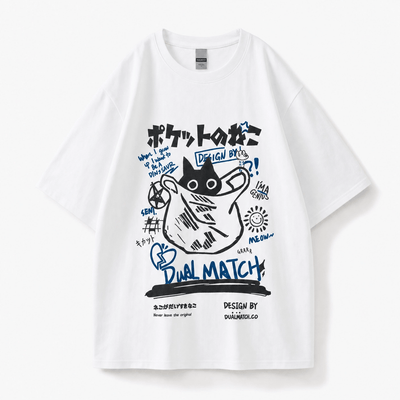 Urban Y2K White / XS Japanese Cat Graphic Tee