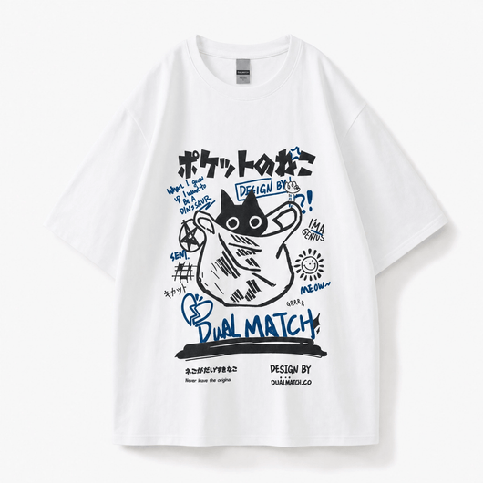 Urban Y2K White / XS Japanese Cat Graphic Tee