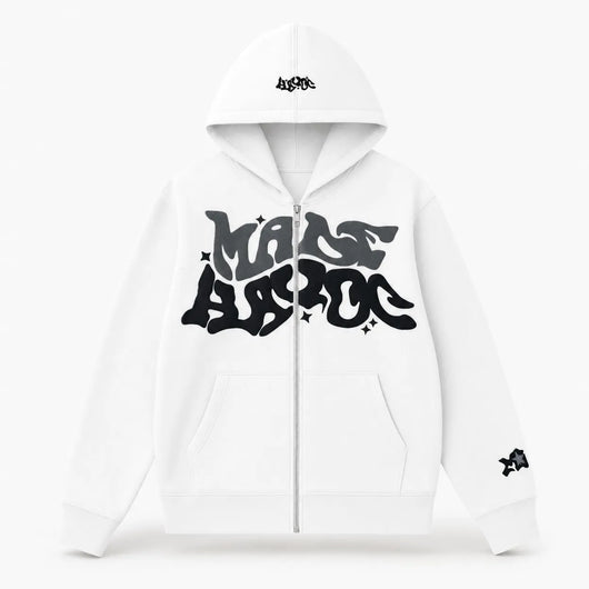 Urban Y2K White / XS Zip Hoodie Relaxed Fit