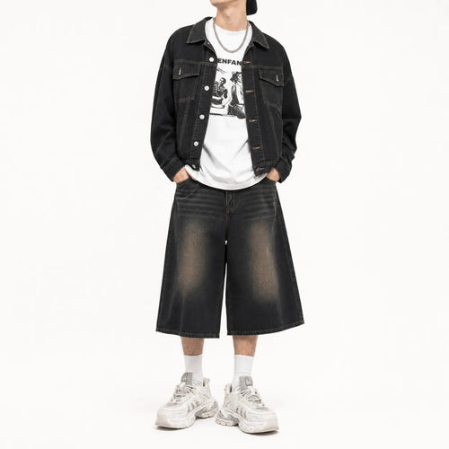 Wide Leg Cropped Baggy Shorts