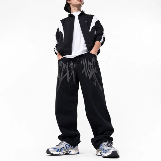 Urban Y2K Wide Leg Graphic Jeans