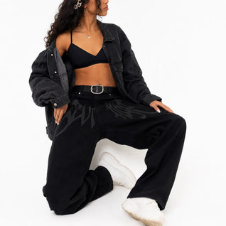 Wide Leg Graphic Jeans