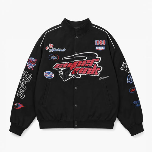 Racing Bomber Jacket Y2K Patches
