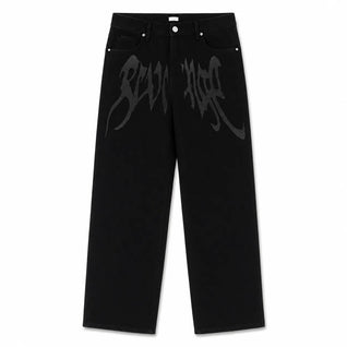 Wide Leg Graphic Jeans
