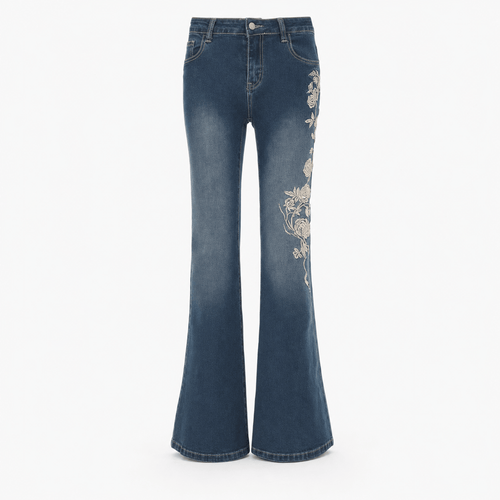 Embroidered Jeans Floral Style