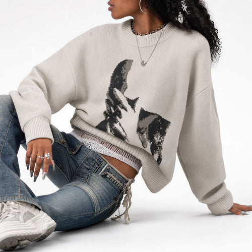 Y2K Oversized Knitted Retro Jumper