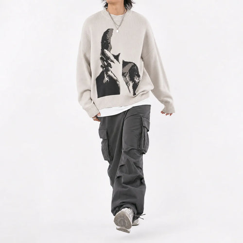 Y2K Oversized Knitted Retro Jumper
