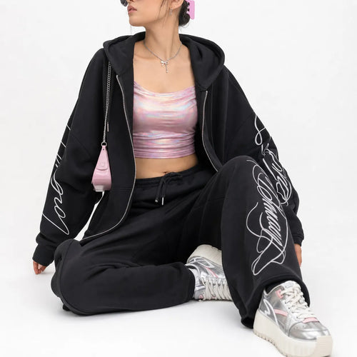 Zip Hoodie Calligraphy Script