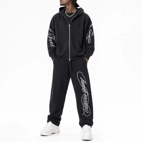 Zip Hoodie Calligraphy Script