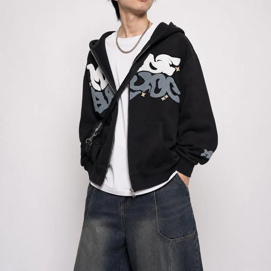 Urban Y2K Zip Hoodie Relaxed Fit