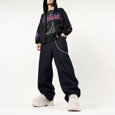 Urban Y2K Zip Up Hoodie Graphic Print