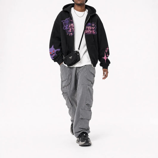 Urban Y2K Zip Up Hoodie Graphic Print