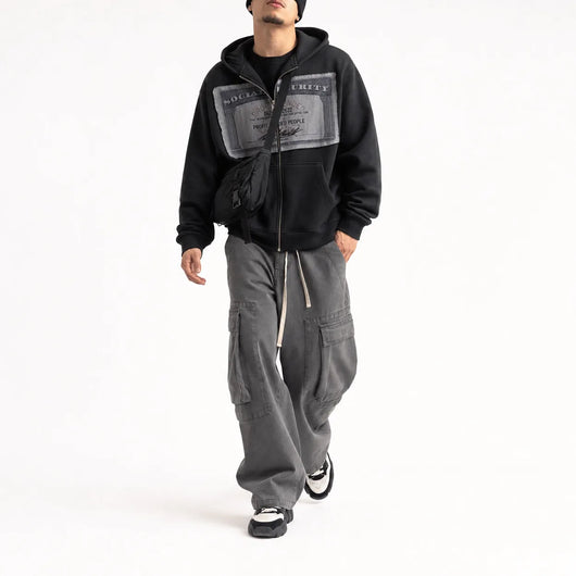 Urban Y2K Zip Up Hoodie Social Security