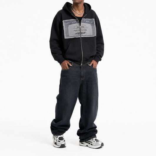 Urban Y2K Zip Up Hoodie Social Security