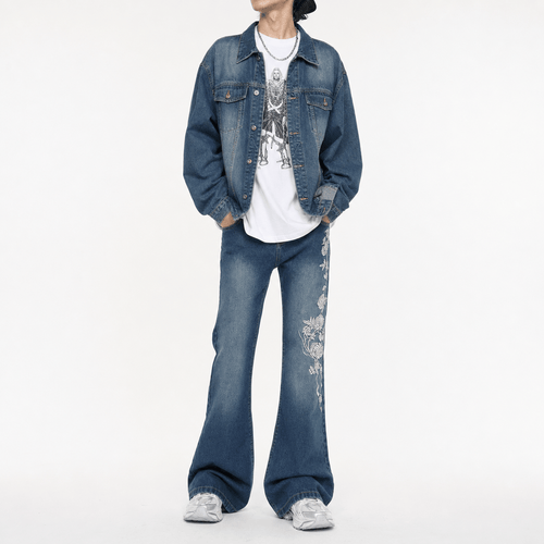 Embroidered Jeans Floral Style